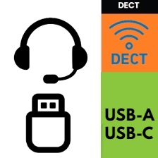 Draadloze DECT headset met USB dongle