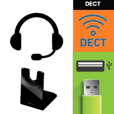 Draadloze DECT headset met USB-A basis