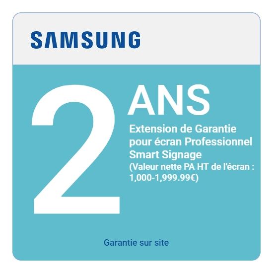 2 jaar garantie-uitbreiding samsung smart signage - 1000 - 1999.99
