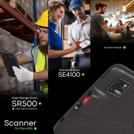 ZEBRA ET401 10 pouces, types de scanner disponibles, sans scan, se4100, sr500