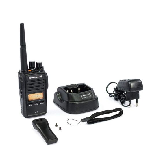 Pack de 2 Midland G18 - talkie-walkie professionnel PMR446 sans licence, étanche IP67 avec fonction brouilleur - avec accessoires