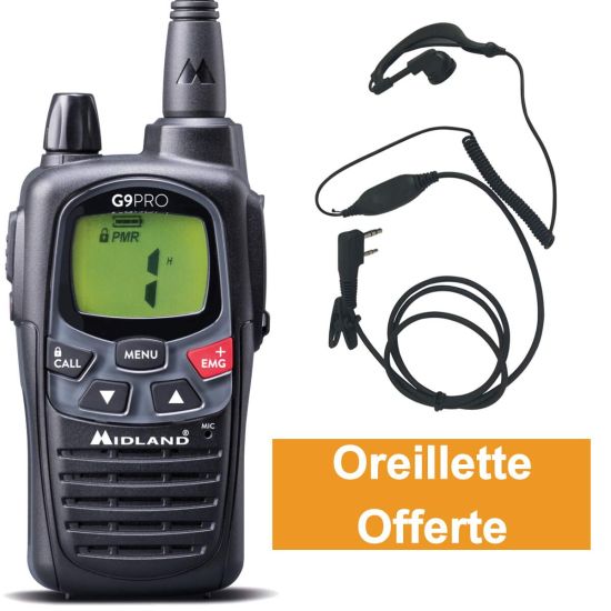 Midland G9 PRO + Oreillette Offerte - Talkie-Walkie - C1385.06 - En stock