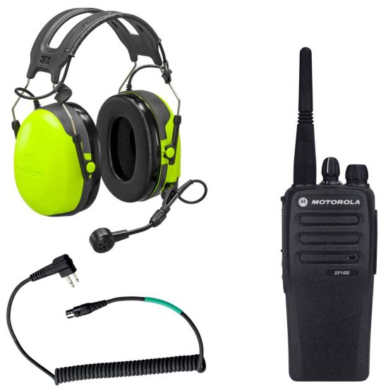 Kit casque anti-bruit et talkie walkie UHF