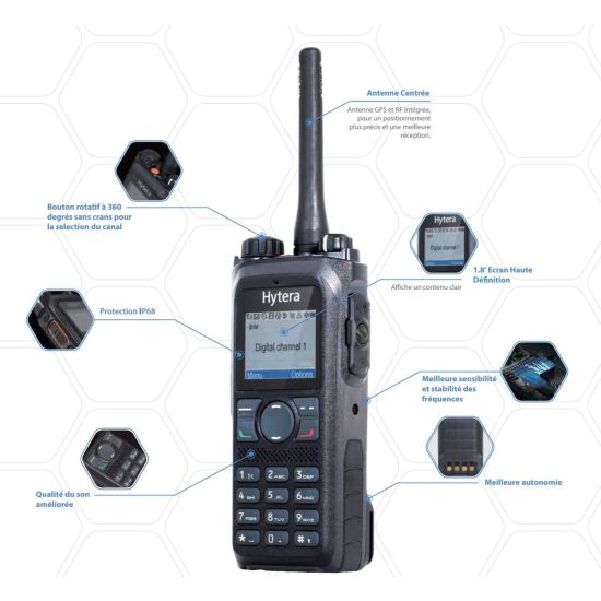 Hytera PD985G - Talkie-walkie avec licence - fréquences UHF - PD985GU - fonctions