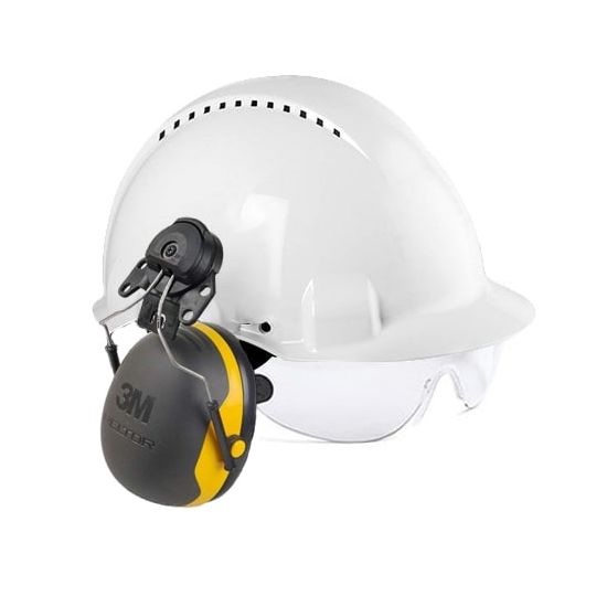 Pack casque de chantier avec lunette et casque anti bruit - 3M X2
