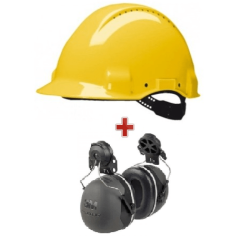 Pack casque de chantier G3000 Uvicator et attache casque 3M X5