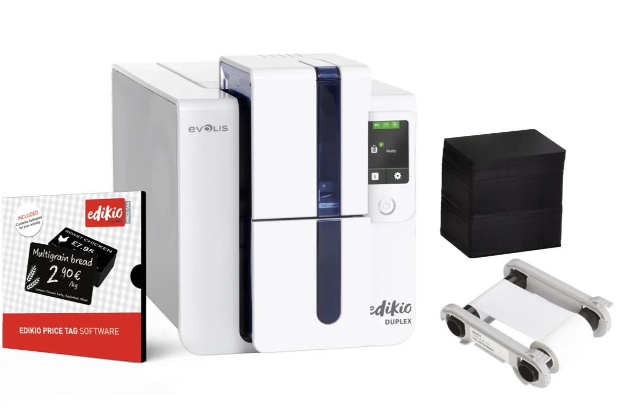 Edikio Price Tag Duplex - imprimante double face étiquettes prix cartes plastiques