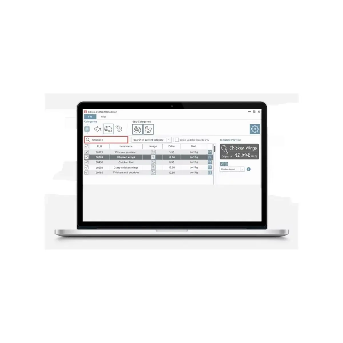 Logiciel Edikio Price Tag Edition Pro - interface de gestion étiquettes prix
