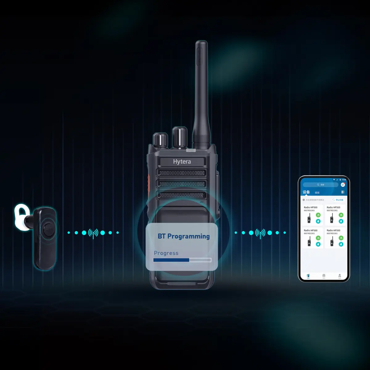 Hytera HP505 UHF - Bluetooth - Talkie-walkie avec licence Bluetooth - Programmation sans fil en Bluetooth