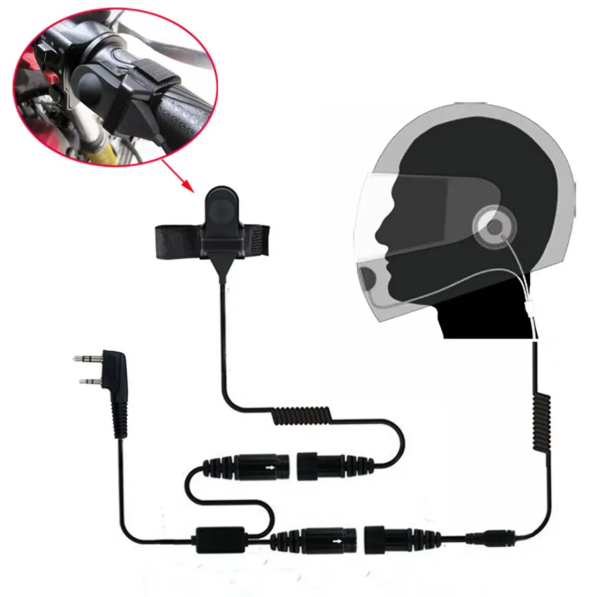 Motor-naar-motorpakket met portofoon Midland XT30 - Oortje en microfoon voor volledige headset