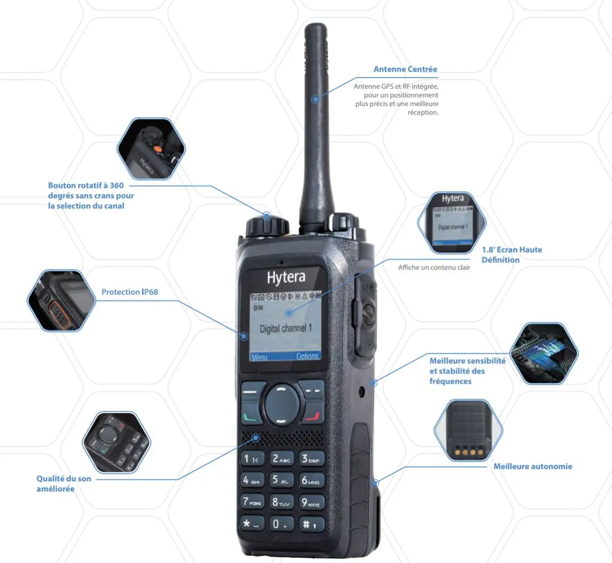 Hytera PD985 UHF - PTI - Talkie-walkie avec licence 