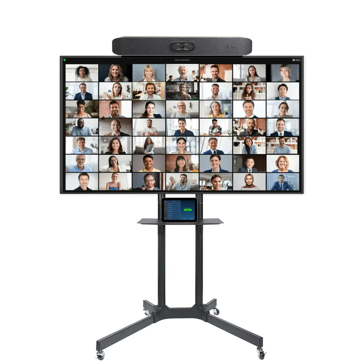 Zoom-videoconferentiepakket zonder PC met rolstandaard